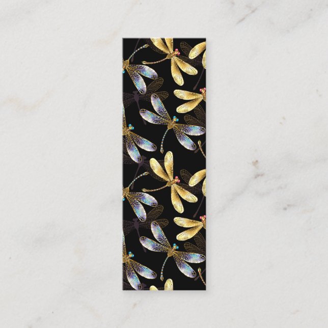 Minitarjeta De Visita Patrón sin foco con Dragonflies dorados (Anverso)