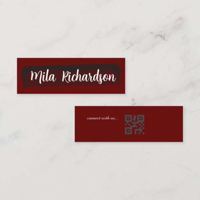 Minitarjeta De Visita Peluquería Mínima Roja Moderna (Anverso / Reverso)