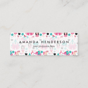 Minitarjeta De Visita Pequeña princesa rosada linda Unicorn Magical