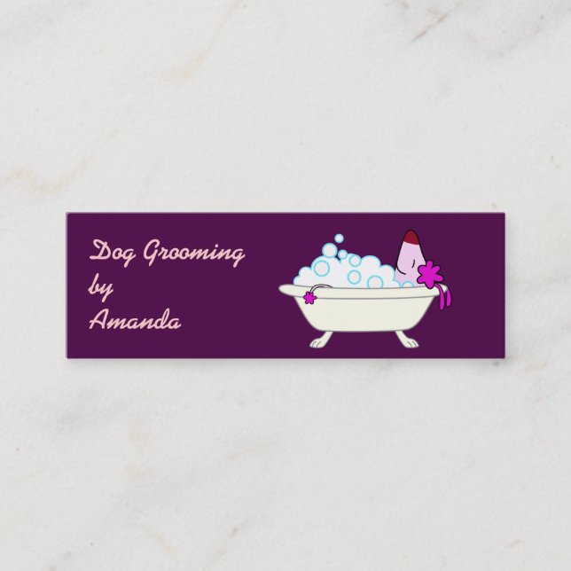 Minitarjeta De Visita Perro en la bañera - Groomer del mascota (Anverso)