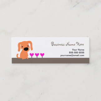 Minitarjeta De Visita Perro y corazones anaranjados