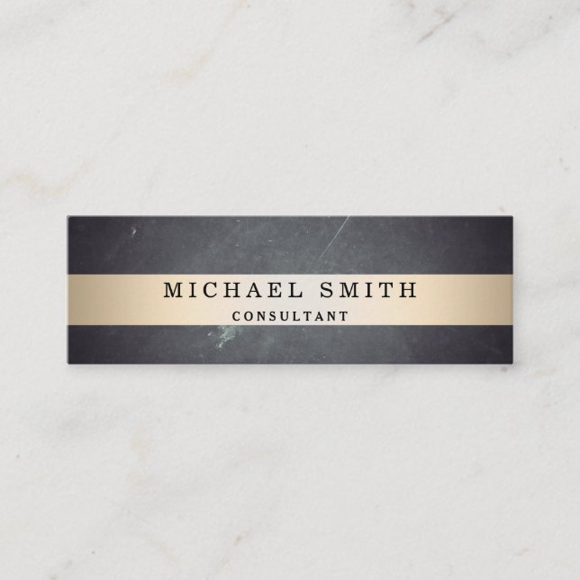 Minitarjeta De Visita Personaliza Black Chalkboard Faux Gold Striped (Anverso)