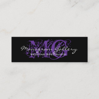 Minitarjeta De Visita Personalizable púrpura negro del monograma