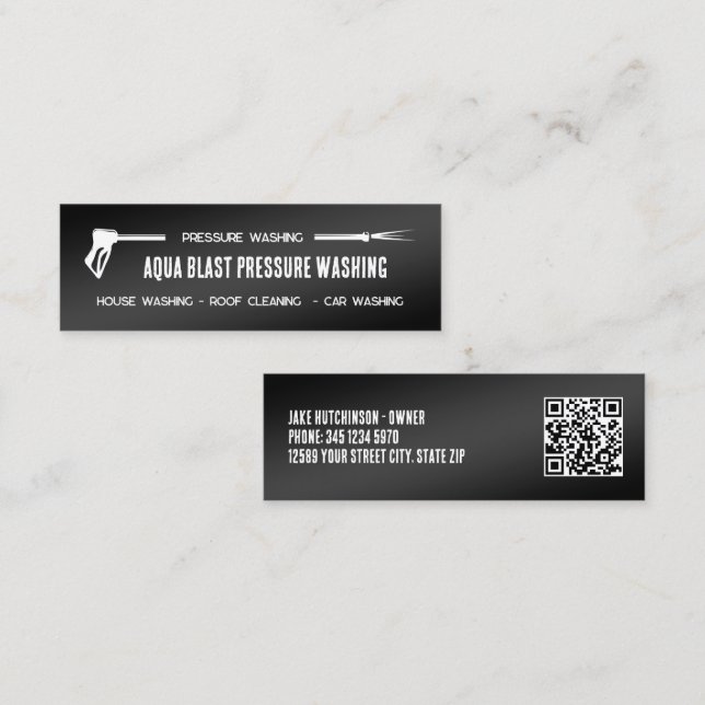 Minitarjeta De Visita personalizado de lavado a presión 💧 QR (Anverso / Reverso)