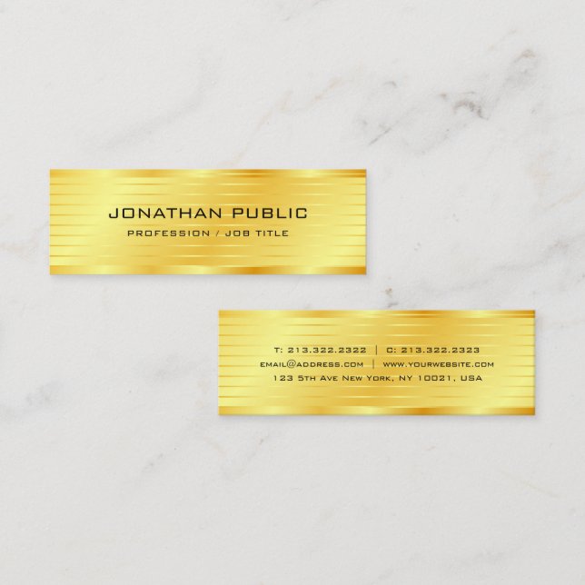 Minitarjeta De Visita Personalizado elegante estilo oro elegante luce se (Anverso / Reverso)