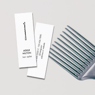 Minitarjeta De Visita Pin de pelo blanco negro minimalista elegante
