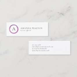 Minitarjeta De Visita Pink and Purple Monogram Modern