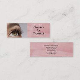 Minitarjeta De Visita Pink Black Script Photo Lashes Mini Business Card
