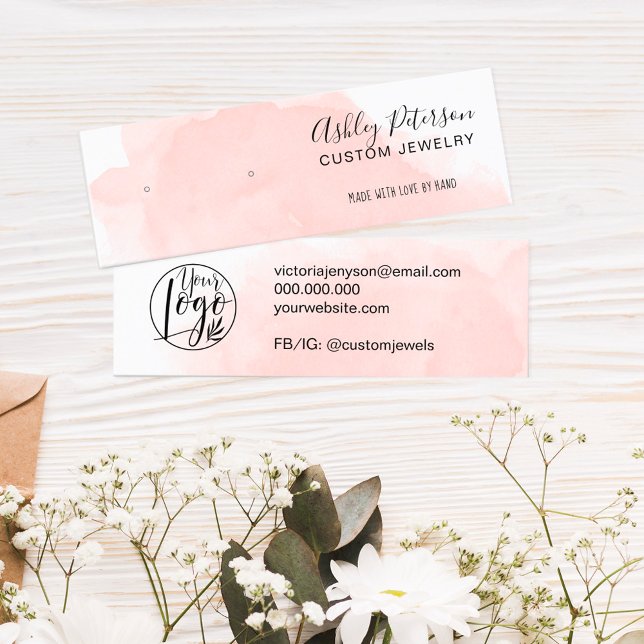 Minitarjeta De Visita Pink brushstroke jewelry earring display  (Subido por el creador)