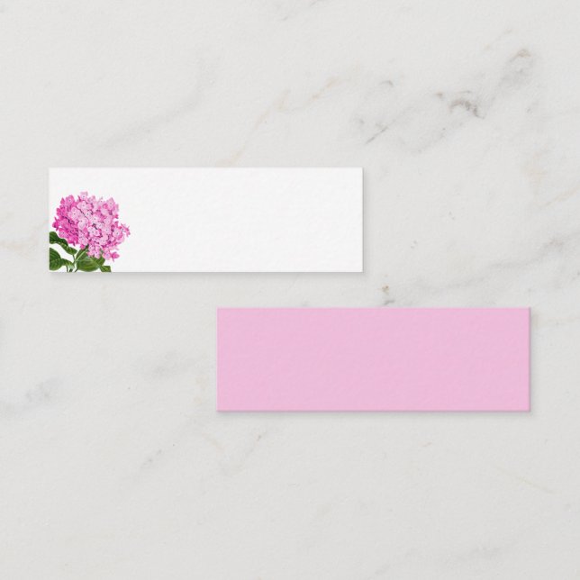 Minitarjeta De Visita Pink Hydrangea Blank Place Card (Anverso / Reverso)