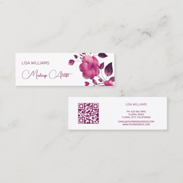 Minitarjeta De Visita Pink Shiny Metallic Flower  (Anverso / Reverso)