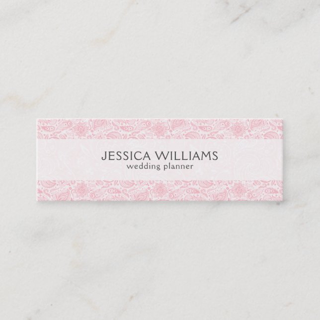 Minitarjeta De Visita Pink Vintage Paisley Lace Wedner (Anverso)