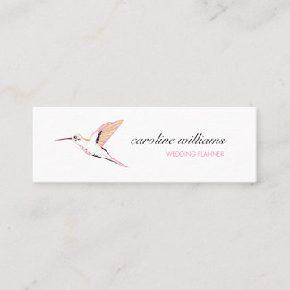 Minitarjeta De Visita Pink yellow hummingbird illustration elegant chic