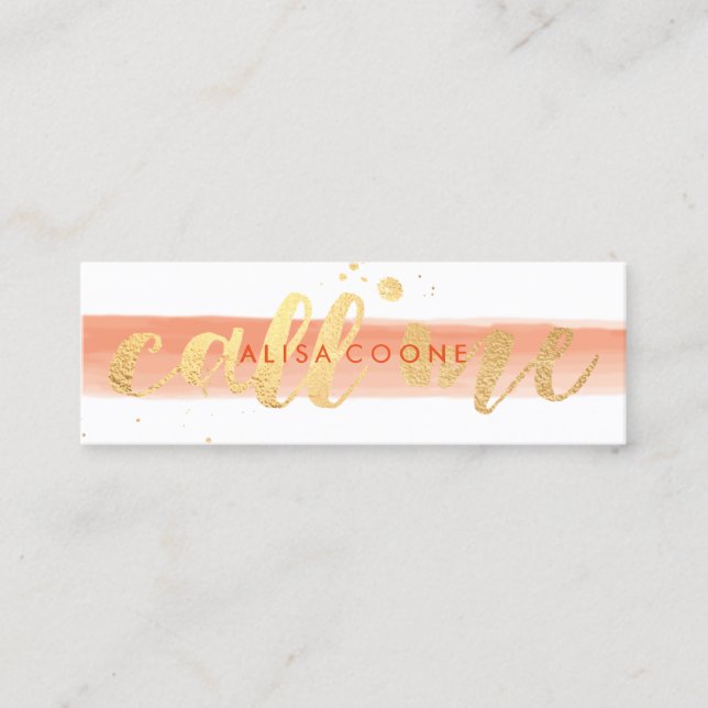 Minitarjeta De Visita PixDezines me llama deslumbrante oro falso (Anverso)