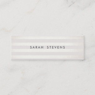 Minitarjeta De Visita Plata Moderna Thin Off White Striped Salon Spa