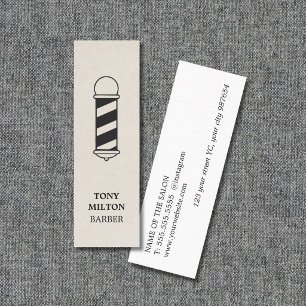 Minitarjeta De Visita Polo de Barbero con Textura de Papel Minimalista y