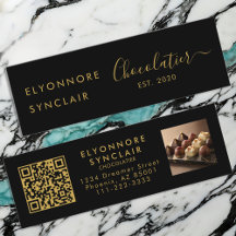 Premium Black Gold Script Chocolatier QR Code