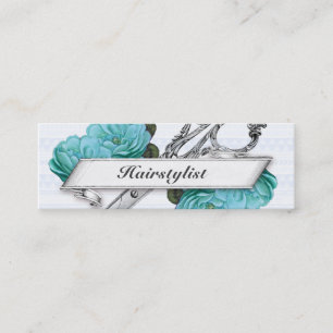 Minitarjeta De Visita presupuesto elegante azul del estilista floral del