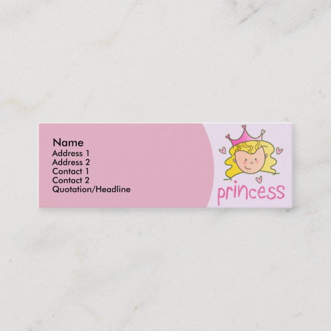 Minitarjeta De Visita Princesa rubia bonita Skinny Profile Cards (Anverso)