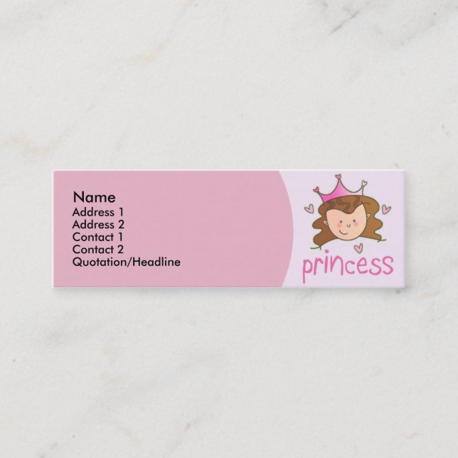 Minitarjeta De Visita Princesa triguena bonita Skinny Profile Cards (Anverso)