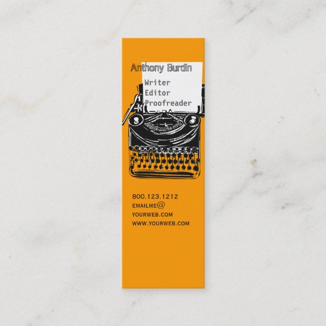 Minitarjeta De Visita Profesional de dibujo de la máquina de escribir (Anverso)