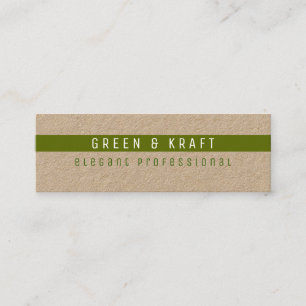 Minitarjeta De Visita profesional elegante de verde y kraft