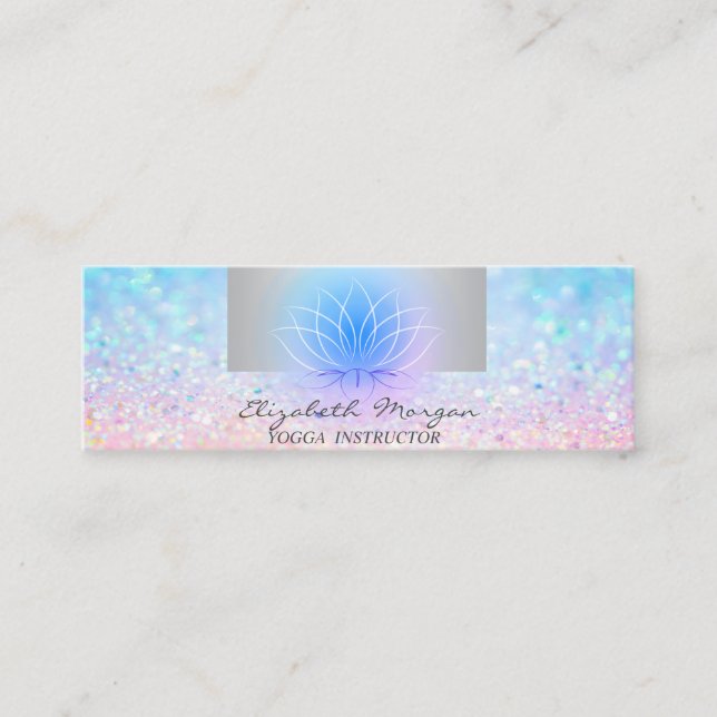 Minitarjeta De Visita Profesional Girly Moderno, Bokeh Lotus Yoga (Anverso)