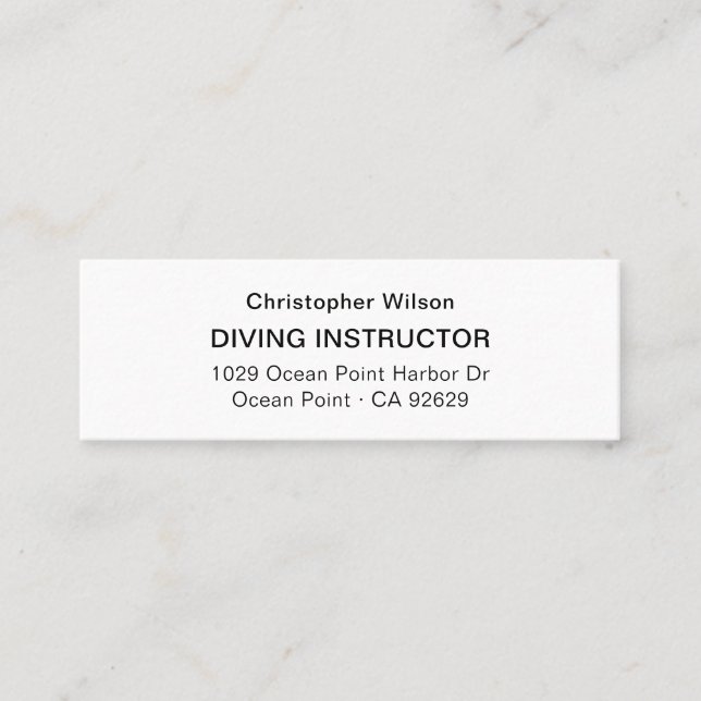 Minitarjeta De Visita Profesional Minimalista blanco negro moderno | (Anverso)