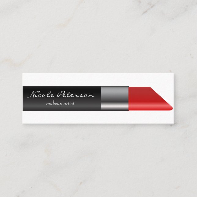 Minitarjeta De Visita Profesional único del maquillaje rojo del lápiz (Anverso)