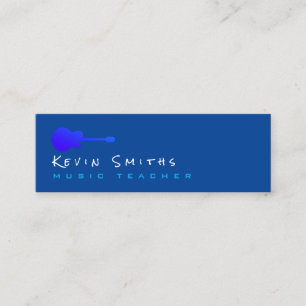 Minitarjeta De Visita Profesor de guitarra azul simple y moderno
