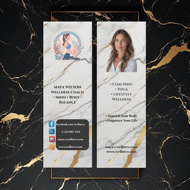Minitarjeta De Visita Professional Wellness Coach Photo Black White Logo (Professional Wellness Coach Photo Black White Logo Mini Business Card)