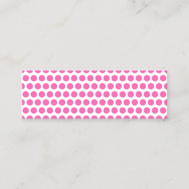Minitarjeta De Visita Puntos de polka blanco y rosado caliente (Anverso)