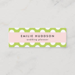 Minitarjeta De Visita Puntos de Polka Verde, Patrón De Punto De Polka, P