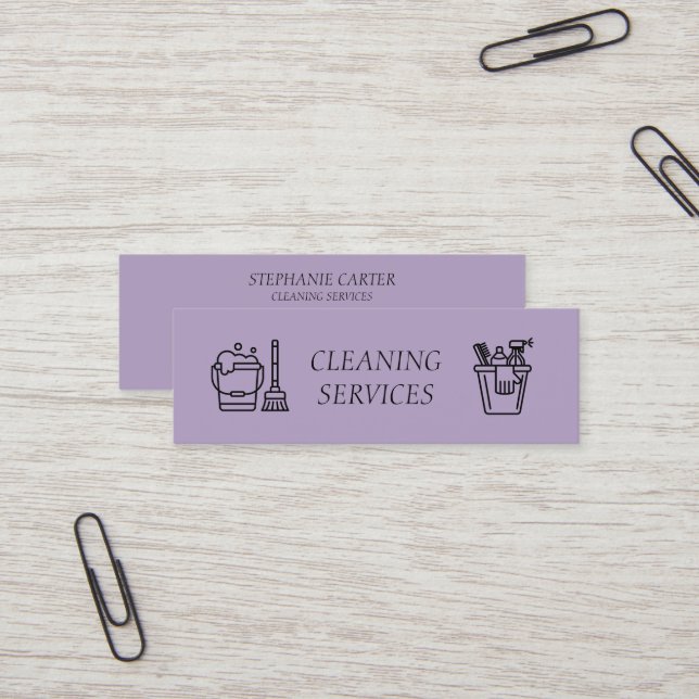 Minitarjeta De Visita Purple Lilac Cleaning Services Company (Anverso/Reverso In Situ)