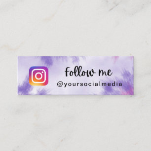 Minitarjeta De Visita Purple Tie Dye Sigue Instagram Social QR Code