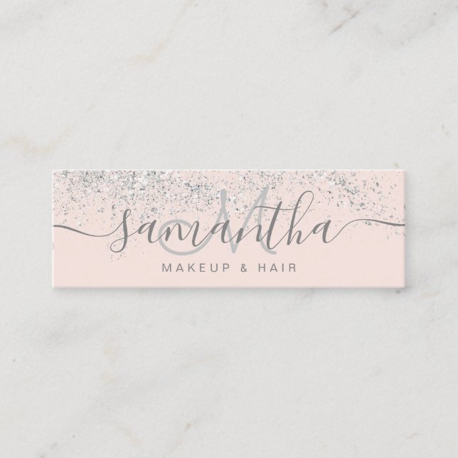 Minitarjeta De Visita purpurina de color rosa pastel (Anverso)