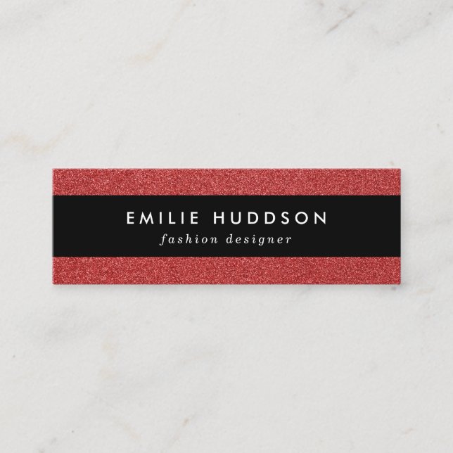 Minitarjeta De Visita Purpurina Rojo, Esparkle, Fondo Purpurina (Anverso)