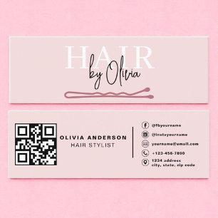 Minitarjeta De Visita QR Code Hair Stylist Typography Moderno