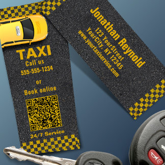 Minitarjeta De Visita QR Code Yellow Taxi Company Business Service