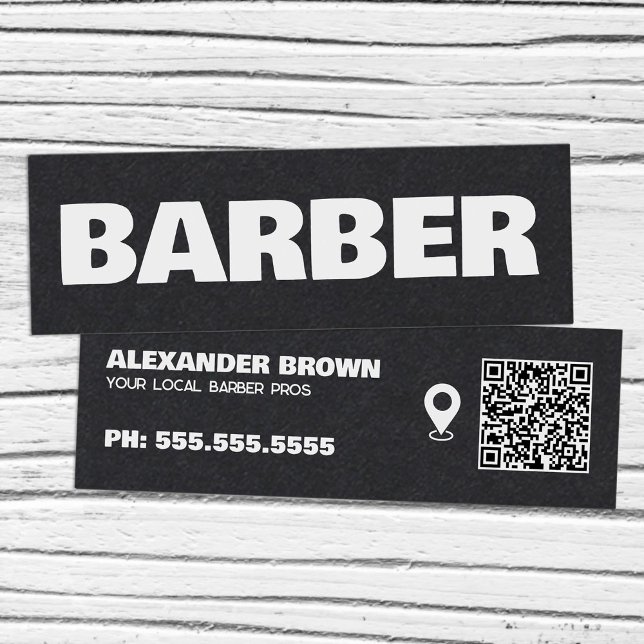 Minitarjeta De Visita QR de Barber Google Maps (Barber Google Maps QR Mini Business Cards)