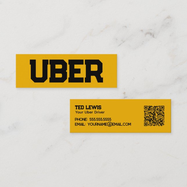 Minitarjeta De Visita QR del controlador de Uber (Anverso / Reverso)