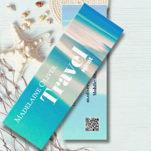 Minitarjeta De Visita QR Travel Business Ocean Beach Sea Blue moderno