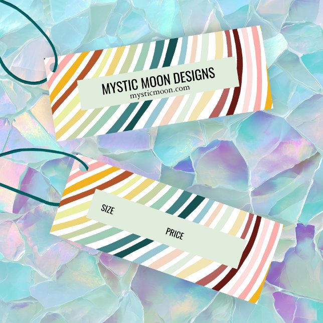Minitarjeta De Visita Rayas arcoiris PERSONALIZADO artesanal PrecioTamañ (Rainbow Stripes Handmade CUSTOM Price Size Hang Tag
)