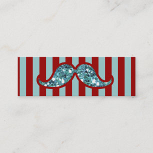 MINITARJETA DE VISITA RAYAS AZULES DIVERTIDAS DEL ROJO DEL PURPURINA DEL