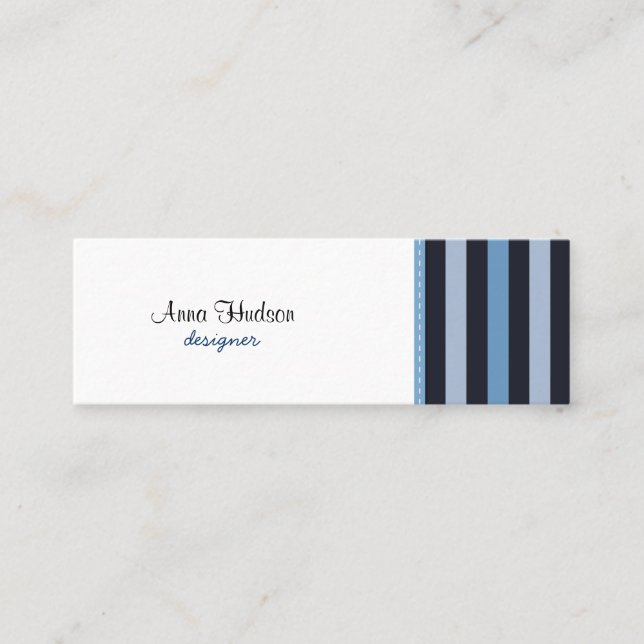 Minitarjeta De Visita Rayas azules, rayas negras, patrón rayado (Anverso)