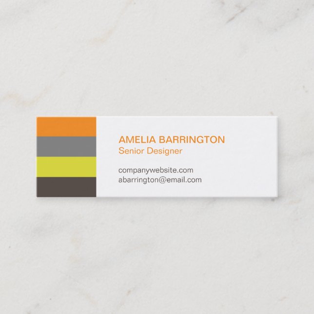 Minitarjeta De Visita Rayas retro naranja profesional creativo pequeño (Anverso)