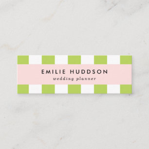 Minitarjeta De Visita Rayas verdes, rayas blancas, patrón rayado