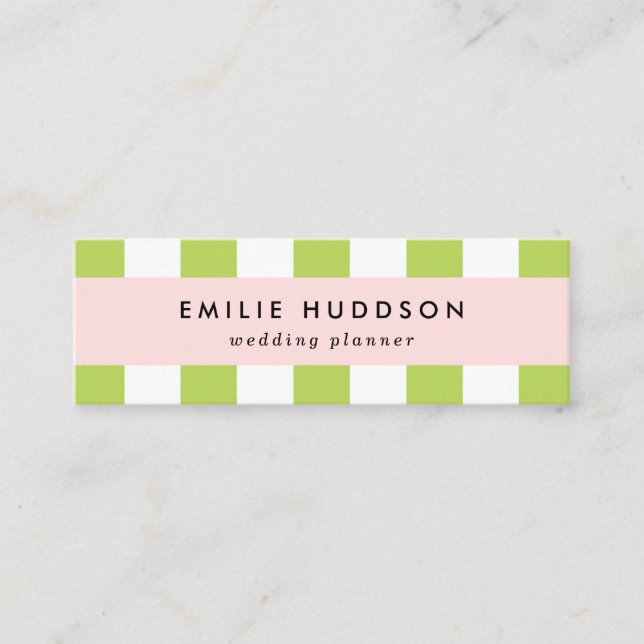 Minitarjeta De Visita Rayas verdes, rayas blancas, patrón rayado (Anverso)