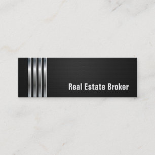 Minitarjeta De Visita Real Estate Broker - Black Silver Stripes