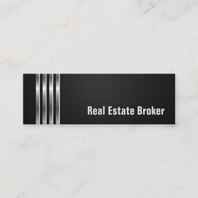 Minitarjeta De Visita Real Estate Broker - Black Silver Stripes (Anverso)